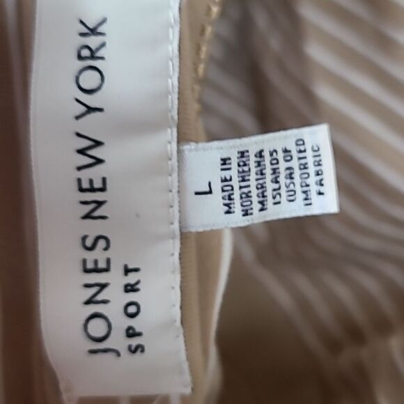 Jones New York Tan Stripe Lace Halter Top Shelf Bra Backless T-Shirt Large- NWOT - Picture 11 of 12